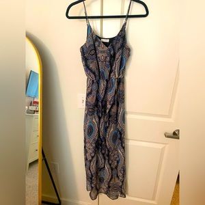 Patterned High-Low Midi Dress